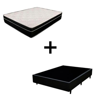 Cama Box Viúva 128 Tecido Preto Com Colchão Paris De Molas Preto 66x128x188