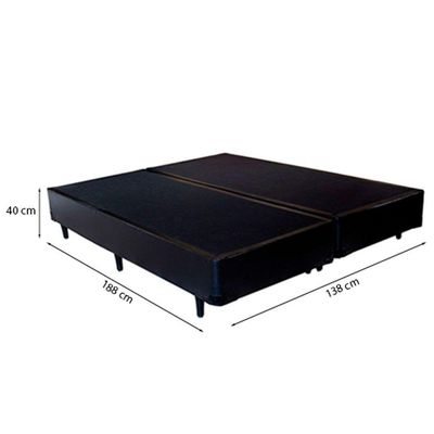 Cama Box Casal 138 Bipartido Tecido Preto Com Colchão Paris Molas Preto 66x138x188