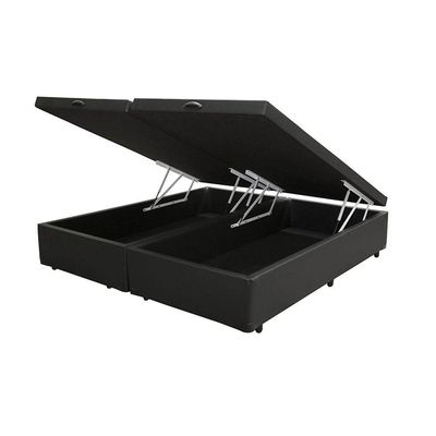 Cama Box Baú King 193 Bipartido Tecido Preto Com Colchão Paris De Molas Bello Box 67x193x203