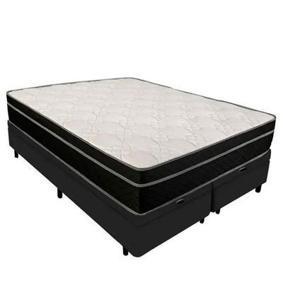 Cama Box Baú King 193 Bipartido Tecido Preto Com Colchão Paris De Molas Bello Box 67x193x203
