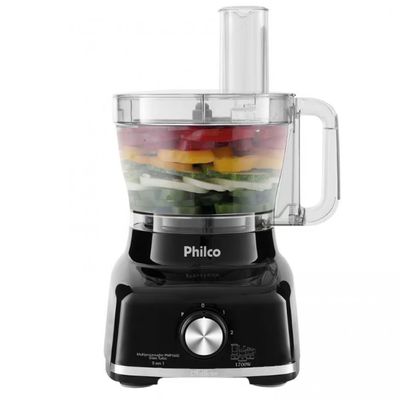 Multiprocessador de Alimentos Philco PMP1600P 9 em 1 com 2 Velocidades + Pulsar 1700W Preto / 110V