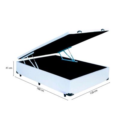 Cama Box Baú Viúva 128 Tecido Branco Com Colchão Alegro Bello Box D28 Cinza 58x128x188