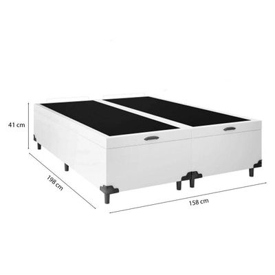 Cama Box Baú Queen 158 Tecido Branco Com Colchão Alegro Bello Box D28 Cinza 58x158x198