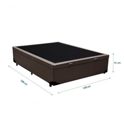 Cama Box Baú Casal 138 Tecido Marrom Com Colchão Alegro Bello Box D28 Cinza 58x138x188