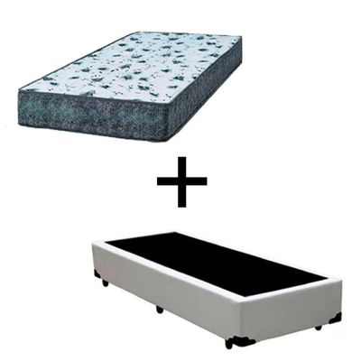 Cama Box Solteiro 88 Tecido Branco Com Colchão Alegro Bello Box D28 Cinza 57x88x188