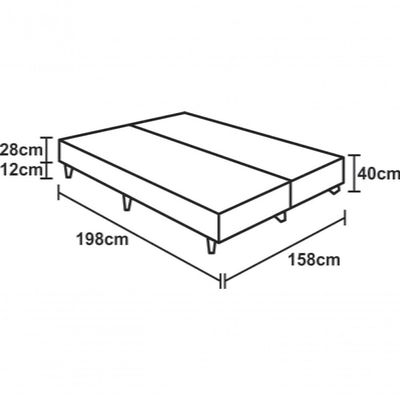 Cama Box Queen 158 Tecido Branco Com Colchão Alegro Bello Box D28 Cinza 57x158x198