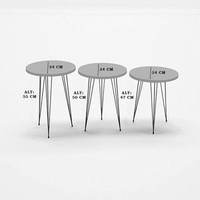 Conjunto De Mesa De Centro 4 Peças - Bege Claro