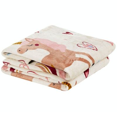Manta Solteiro Infantil Bouti Kids Flannel Microfibra 1 Peça Unicornio