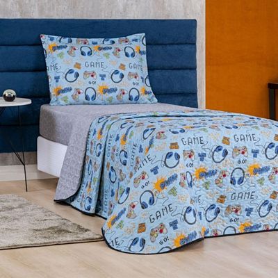 Kit Colcha Solteiro Bouti Kids Com Jogo De Lençol 4 Peças Game
