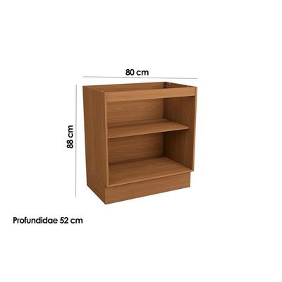 Gabinete De Cozinha Modulado Balcão Ciela R625 Com 2 Portas Sem Tampo 80cm Canela - Kappesberg