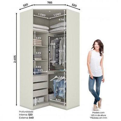 Canto Closet Seletto 2 Portas Com Espelho Mc06-133 Areia