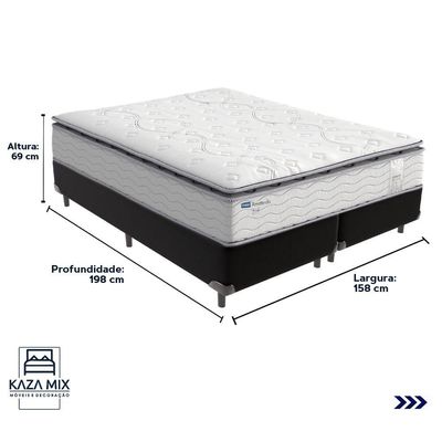 Cama Box Preto E Colchão Amsterdã Molas Ensacadas Queen Probel