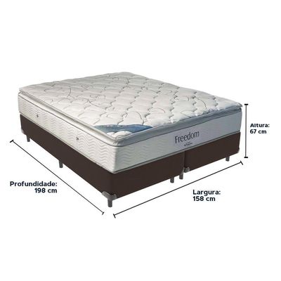 Cama Box Marrom E Colchão Freedom Molas Ensacadas Queen Ortobom