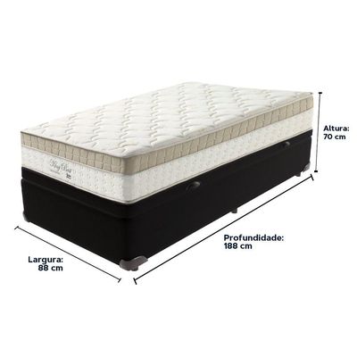 Cama Box Baú Preto E Colchão King Best Molas Ensacadas Solteiro 88x188x33 Anjos