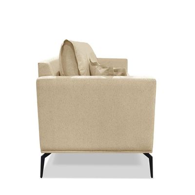 Poltrona Decorativa Livorno Linho Com Pés Em Aço SSX Multicoisas Dourado