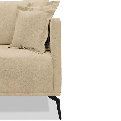 Poltrona Decorativa Livorno Linho Com Pés Em Aço SSX Multicoisas Dourado
