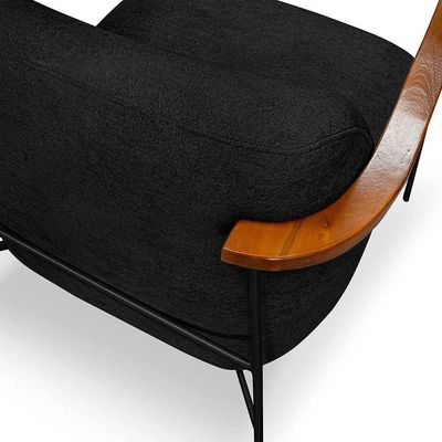 Kit 2 Poltronas Decorativa Eros Linho Bouclê Com Base De Ferro Preto SSX Multicoisas Preto