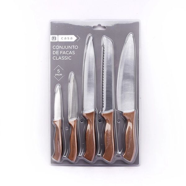 Conjunto de Facas Le Classic em Inox com Cabo Plástico 5 Peças