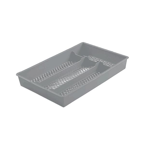 Porta Talheres Organizador de Gaveta Plasvale Cinza em Polipropileno 32x21x4cm