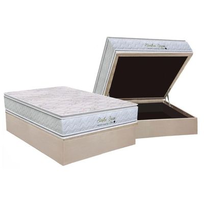 Cama Box Baú Casal: Colchão Molas Ensacadas Orthoflex Starflex Dream New + Base Crc Suede Clean (138x188)
