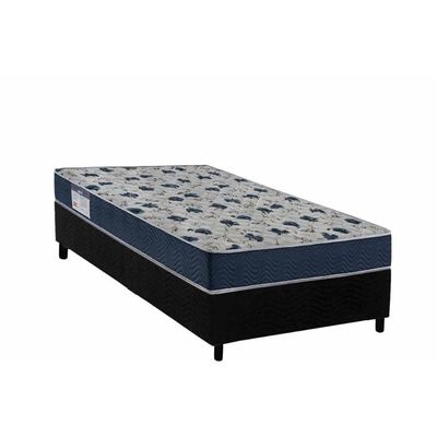 Conjunto Box Solteiro: Colchão Espuma Ortobom D28 Anatômico Iso 60 + Base Crc Suede Black (88x188)