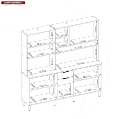 Cozinha Compacta Amora 10 Portas E 2 Gavetas Amêndola-grafito Prime Tx - Demóbile Amêndola-grafito Prime Tx