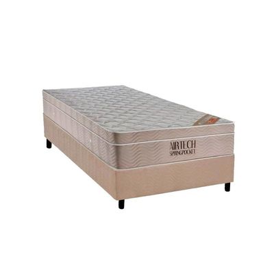 Cama Box Solteiro: Colchão Molas Masterpocket Ensacadas Ortobom Airtech + Base Crc Suede Clean (88x188)