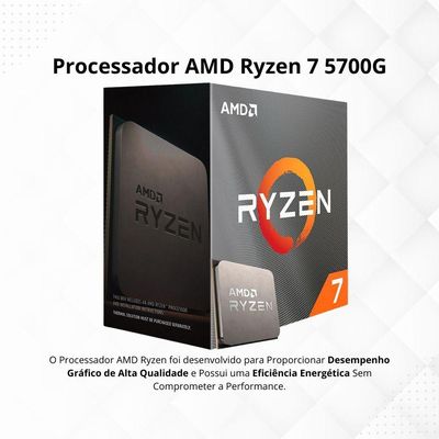 Kit Upgrade AMD Ryzen 7 5700G Vega 8 Placa Mãe A520 Memória RAM 16GB DDR4