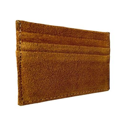 Porta Cartão Slim Em Couro Camurça Rusty