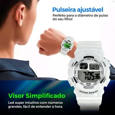 Relogio Menino Criança Infantil Digital Silicone + Caixa Azul Bebe Original Qualidade Premium Data