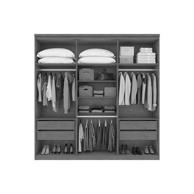 Guarda Roupa Casal 6 Portas (2 C- Espelho) E 4 Gavetas Alonzo New Amêndoa
