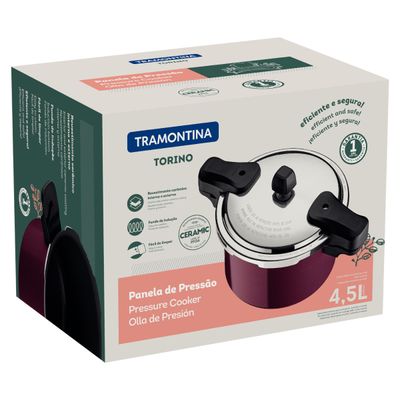 Panela de Pressão Tramontina Torino 4,5 Litros 20 cm Vermelho em Alumínio com Revestimento Cerâmico Fundo de Indução