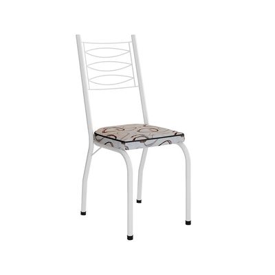 Conjunto com 2 Cadeiras Ludi Estampado Cedro e Branco