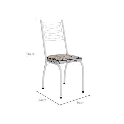 Conjunto com 2 Cadeiras Ludi Estampado Cedro e Branco