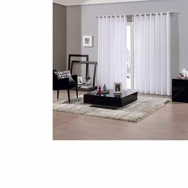 Cortina com Blackout Bella Janela Pratika Bellini Ilhos Cromado Redondo 4,20x2,50m Branca