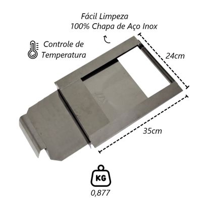 Registro Regulador Chamine Chapa Aço Inox Popular 24x35cm