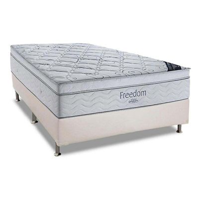 Cama Box Casal: Colchão Molas Superpocket Ensacadas Ortobom Freedom + Base Crc Courano White (138x188)