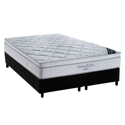 Cama Box King: Colchão Molas Superpocket Ensacadas Ortobom Freedom + Box Universal Crc Camurça Black (186x198)