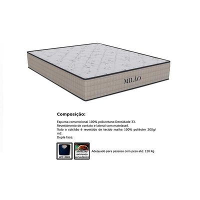 Cama Box Baú Queen: Colchão Espuma D33 Orthoflex Milão + Base Crc Suede Clean (158x198)