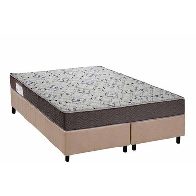 Cama Box Queen: Colchão Espuma D45 Ortobom Iso 150 Mega Firme + Base Crc Suede Clean (158x198)