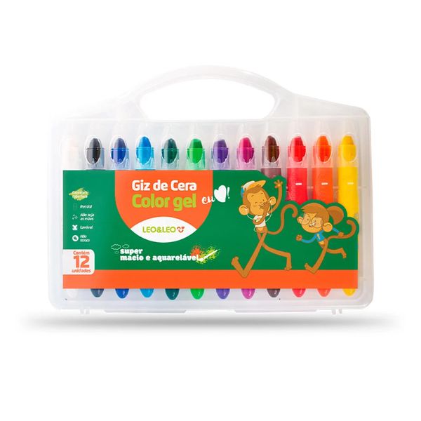 Giz Cera Leonora Gel Aquarelável com 12 Cores Vibrantes