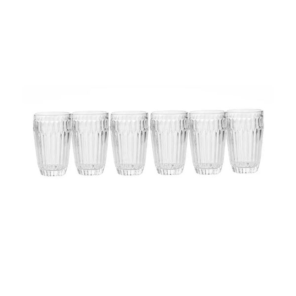 Jogo de Copos Casa Ambiente Arrow em Vidro Canelado 6 Peças 340ml