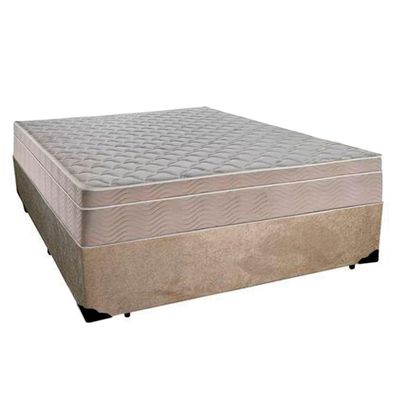 Cama Box Casal Suede + Colchão Sereneprime Molas Ensacadas 138x188x65 Bege