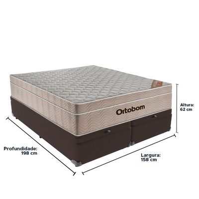 Cama Box Baú Marrom E Colchão Airtech Springpocket Molas Ensacadas Queen Ortobom