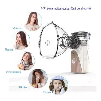 Nebulizador Inalador Portátil Ultrassônico para Tratamento Respiratório via USB/Pilha