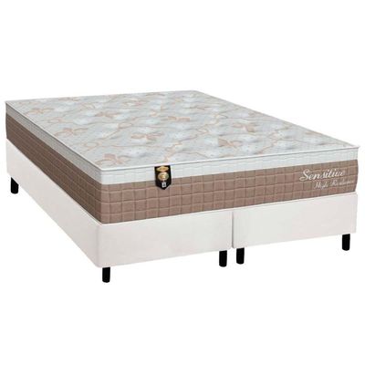 Cama Box Queen: Colchão Molas Masterpocket Ensacadas Orthoflex Sensitive + Base Crc Courano White (158x198)