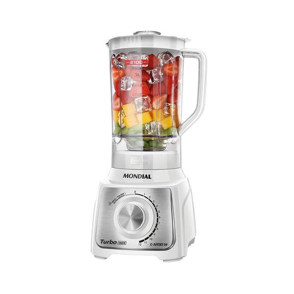 Liquidificador Mondial Turbo Inox L1200 Branco - 220V Liquidificador Mondial Turbo Inox L1200 Branco - 220V