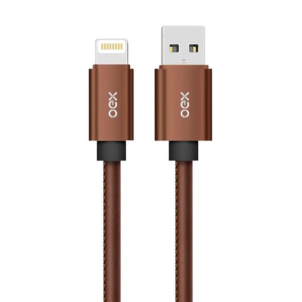Cabo Lightning Oex em Couro 1M CC100 Café Cabo Lightning Oex em Couro 1M CC100 Café