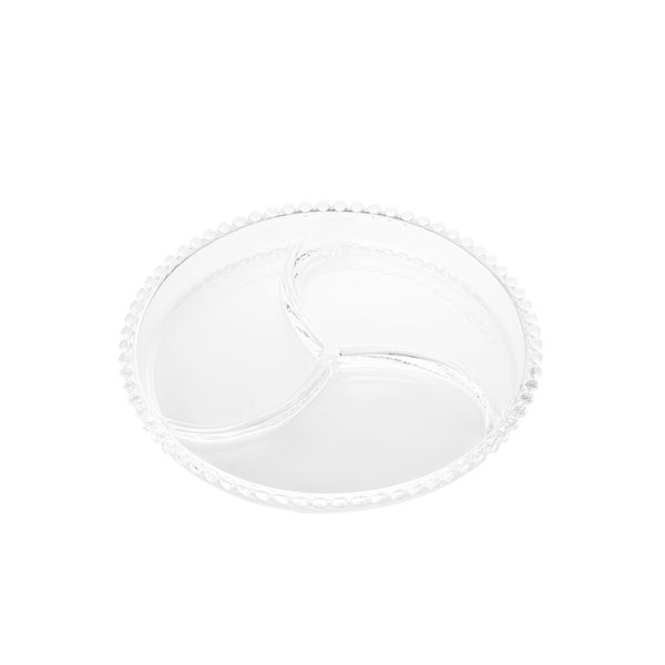 Petisqueira de Vidro Rojemac com 4 Divisórias Pearl Cristal 24cm