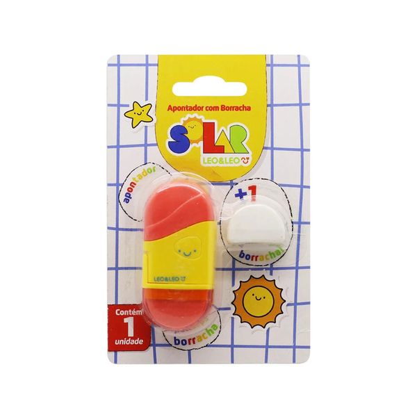 Apontador Leonora Solar com Depósito + Borracha Refil Vermelho